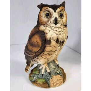 Vintage Great Horned Owl Figurine Andrea by Sadek #9618 1986